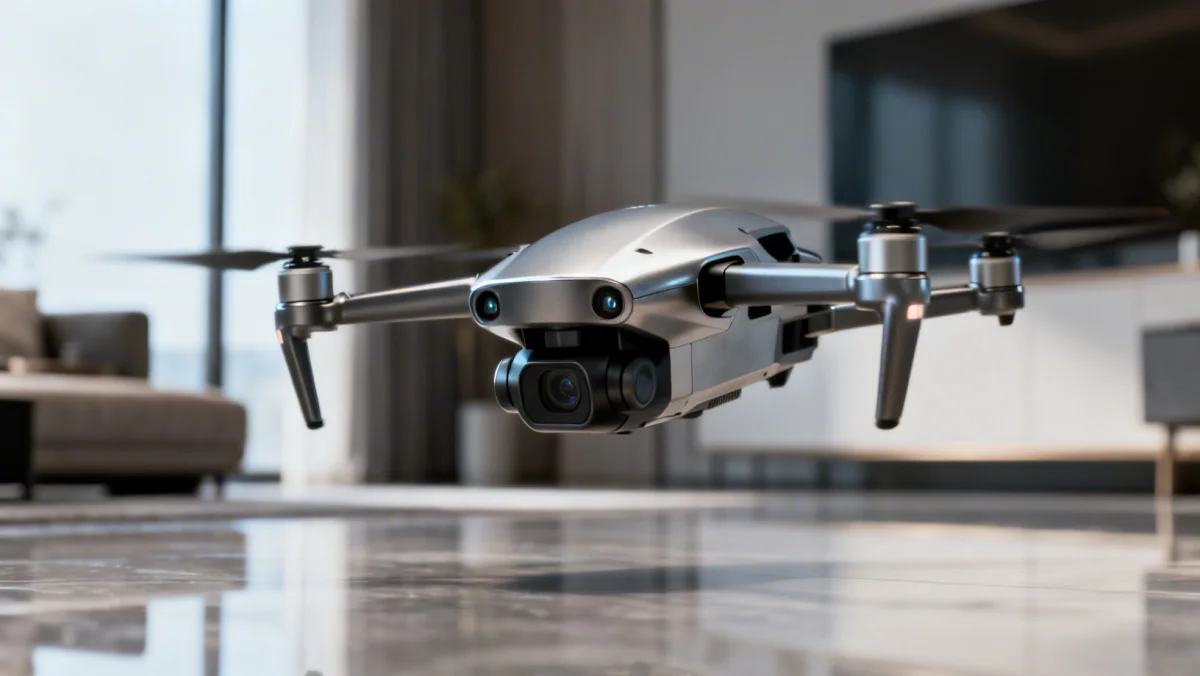 Close-up of a miniaturized AI-powered home security drone