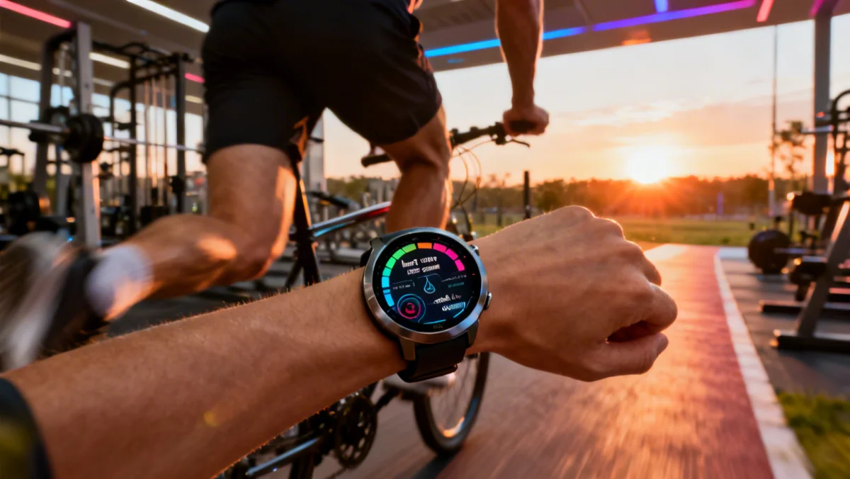 Athlete using advanced wearable for fitness tracking accuracy