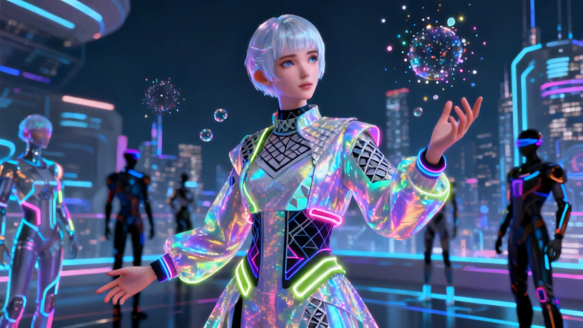 Digital avatar showcasing innovative virtual fashion in the metaverse, reflecting new US style trends.