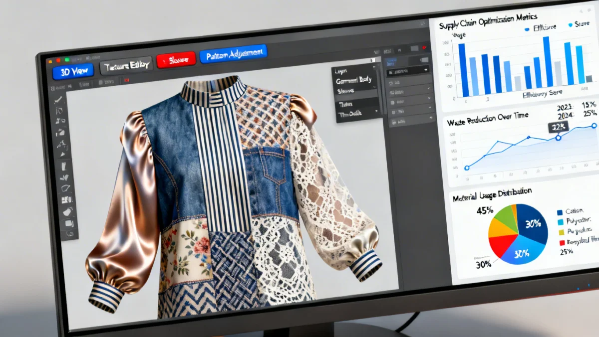 Digital 3D fashion design software interface demonstrating sustainable garment creation and supply chain efficiency, central to From Concept to Closet: 3 New Design Methodologies Transforming US Fashion by 2026