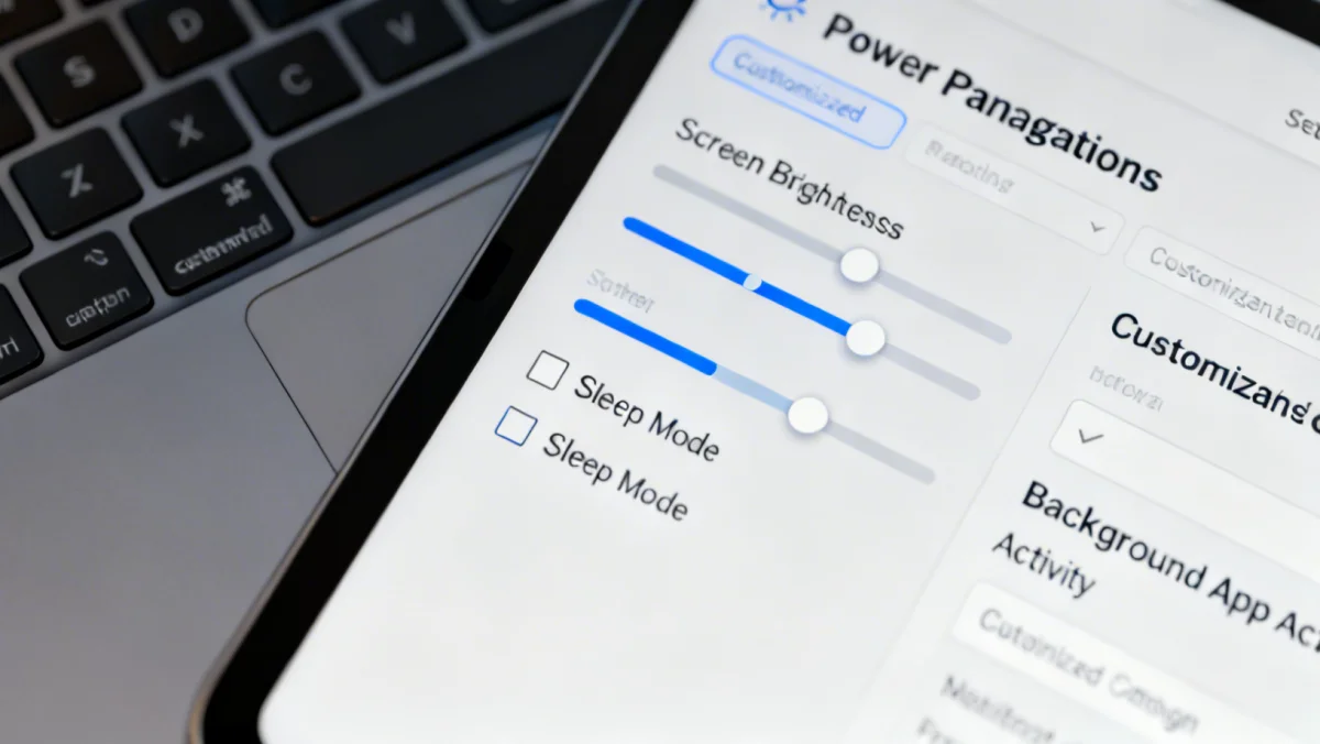 Laptop settings menu displaying power management options.