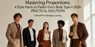 Diverse models showcasing style hacks for flattering different body types in 2026, emphasizing proportion mastery.
