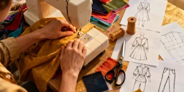 Hands at sewing machine demonstrating pattern hacking 101 techniques