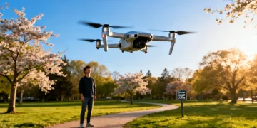 Recreational drone flying in a park under 2026 regulations