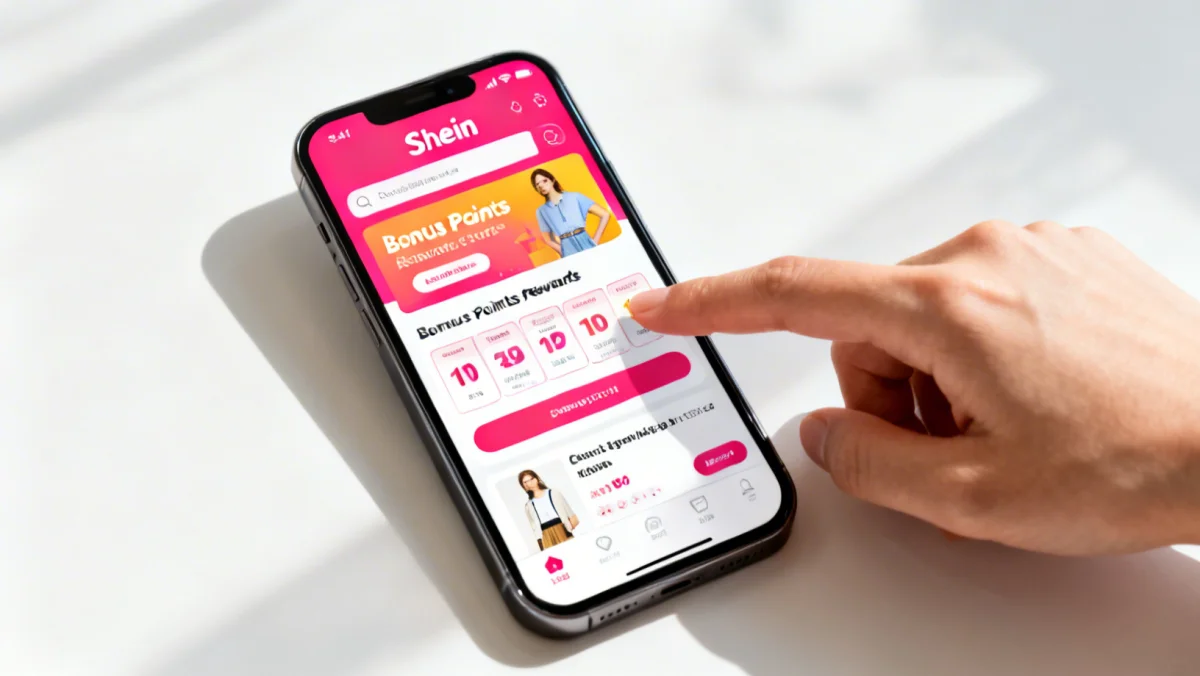 Shein app displaying bonus points earnings and event details