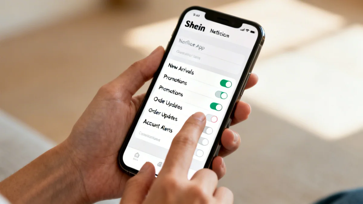 Customizing Shein App Notifications for specific fashion categories.