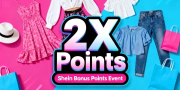 Shein Bonus Points Events promotion with a '2X Points' badge