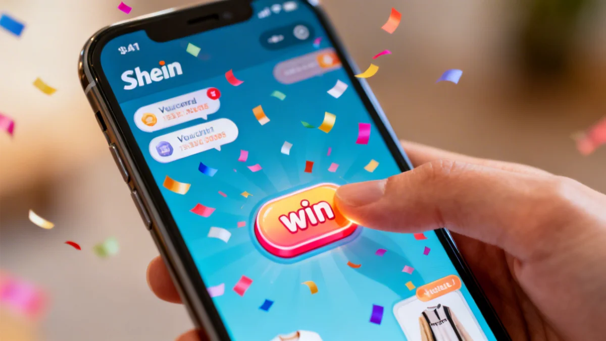 Shein gaming interface demonstrating voucher wins