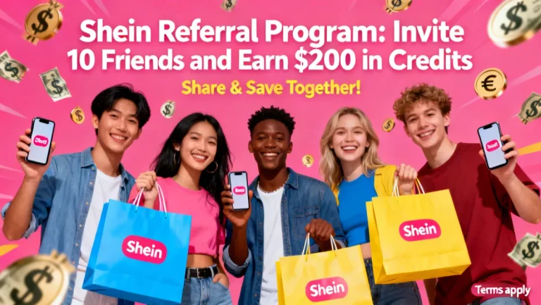 Shein Referral Program: Invite 10 Friends and Earn $200 in Credits. promotional image