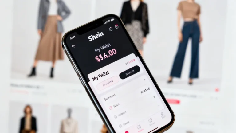 Shein Wallet interface on a smartphone, showing balance and options for optimizing funds.