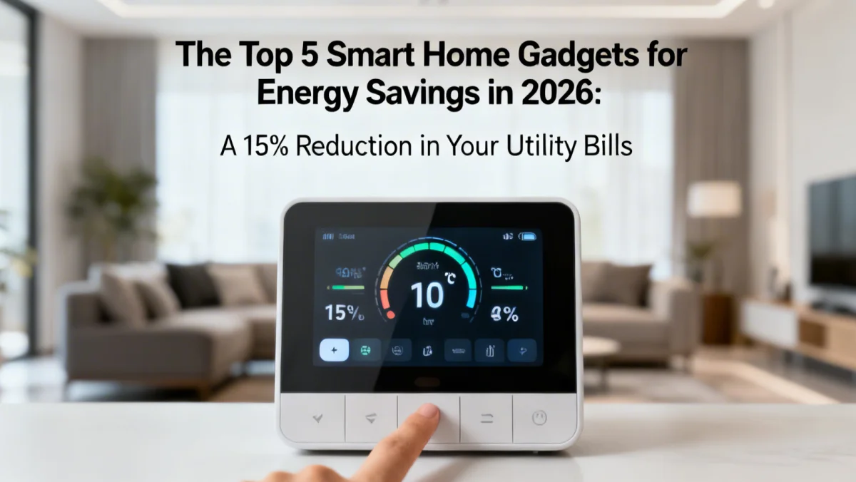 Smart thermostat showing energy data and temperature settings