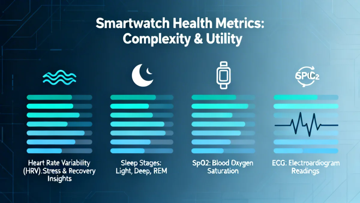Smartwatch health metrics infographic for 2026