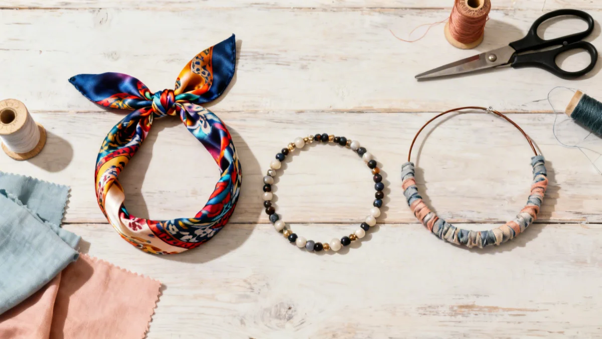 Collection of three DIY trendy headbands and scarves