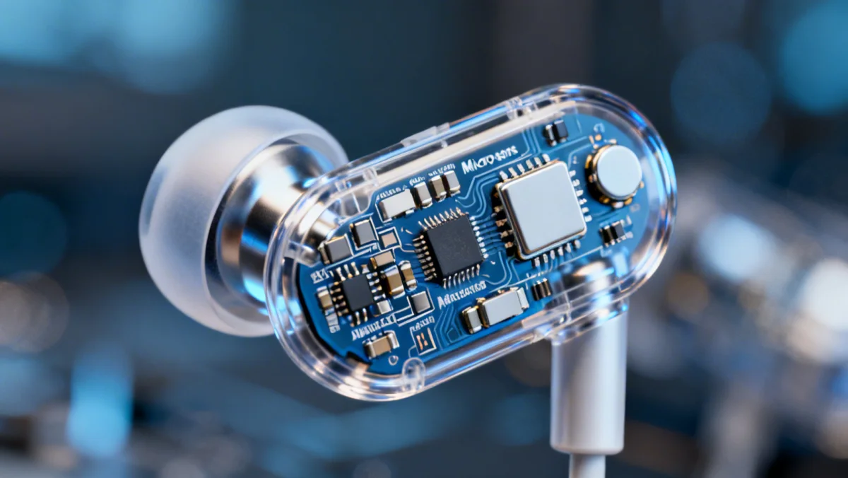 Advanced wireless earbud tech with biometric sensors for personalized audio.