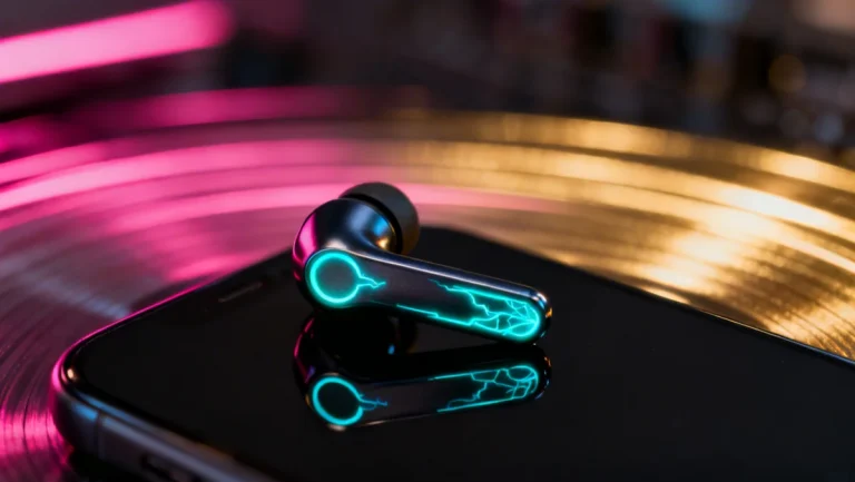 Futuristic wireless earbud representing the future of personal audio and immersive sound innovations.