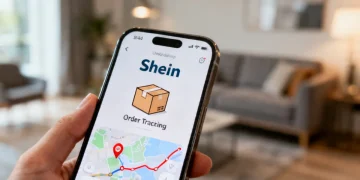 Shein order tracking interface on a smartphone screen in 2026, showing advanced delivery status