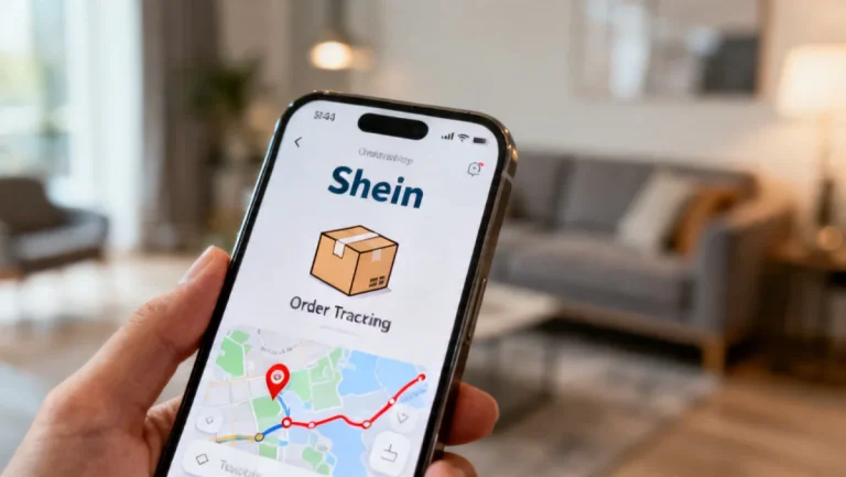 Shein order tracking interface on a smartphone screen in 2026, showing advanced delivery status