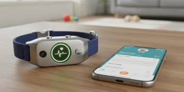 Smart pet collar with health monitoring sensors connected to smartphone app