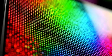 Micro-LED display panel showcasing vibrant colors and deep blacks representing the future of screen technology