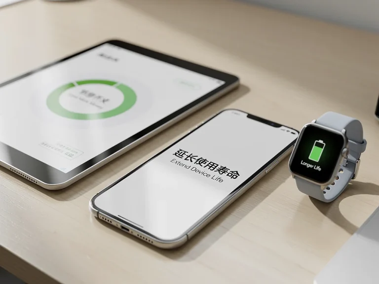 Financial gains from extending tech gadgets lifespan by 12 months - smartphone tablet smartwatch on wooden desk